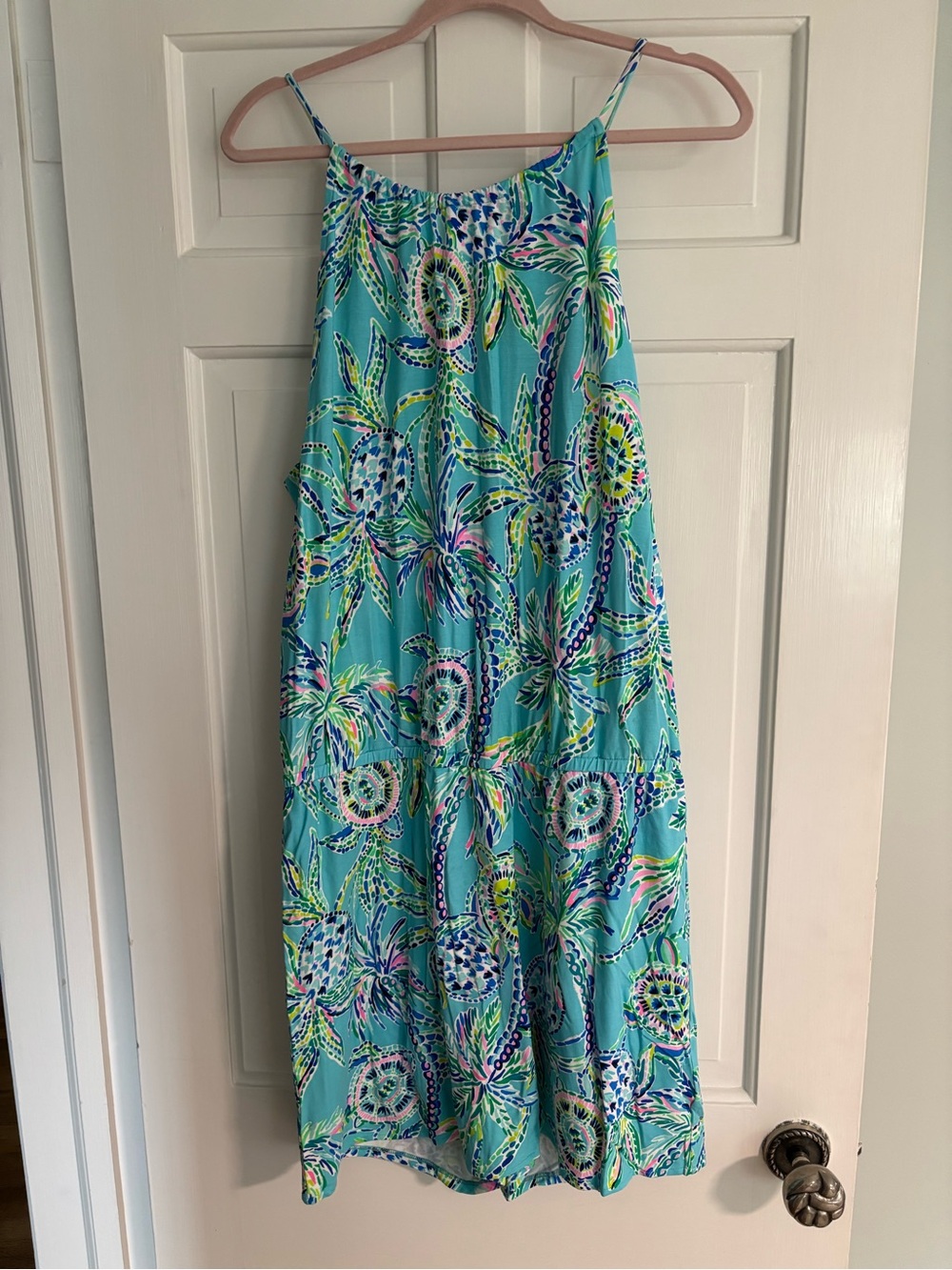 Lily Pulitzer Gianna skort Romper in Bermuda Blue Turtle